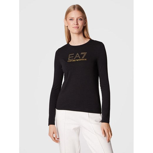 EA7 Emporio Armani Bluzka 8NTT51 TJDQZ 1200 Czarny Regular Fit ze sklepu MODIVO w kategorii Bluzki damskie - zdjęcie 182604325