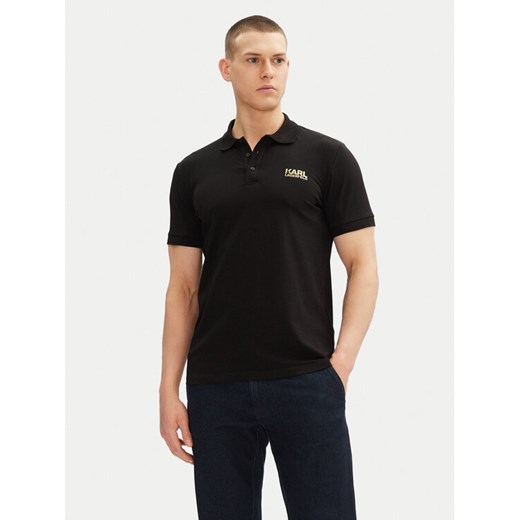 KARL LAGERFELD Polo 745088 552235 Czarny Regular Fit ze sklepu MODIVO w kategorii T-shirty męskie - zdjęcie 182604628