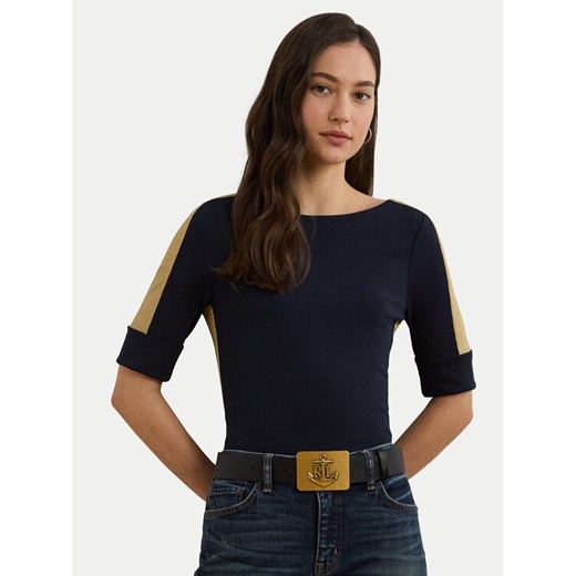 LAUREN RALPH LAUREN Bluzka 200963099001 Granatowy Slim Fit ze sklepu MODIVO w kategorii Bluzki damskie - zdjęcie 182604757