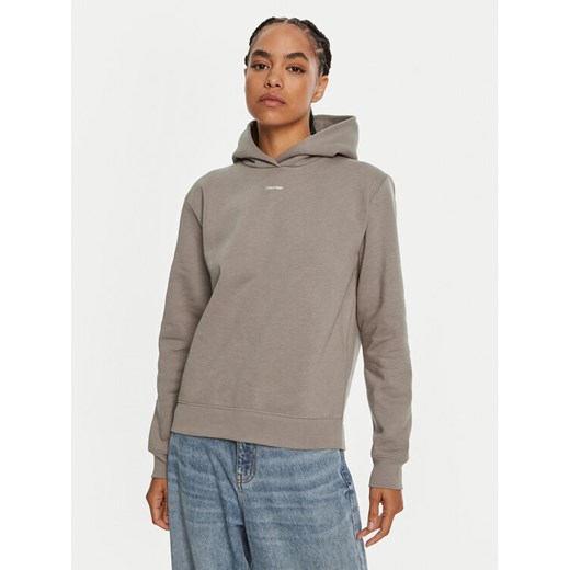 Calvin Klein Bluza Nano Logo K20K207615 Beżowy Regular Fit ze sklepu MODIVO w kategorii Bluzy damskie - zdjęcie 182604767
