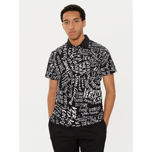 Versace Jeans Couture Polo 78GAG6R0 Czarny Regular Fit ze sklepu MODIVO w kategorii T-shirty męskie - zdjęcie 182604889