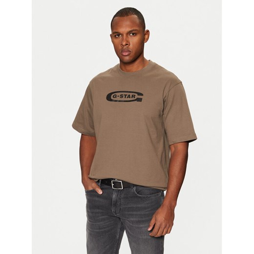 G-Star Raw T-Shirt D26350 Brązowy Boxy Fit ze sklepu MODIVO w kategorii T-shirty męskie - zdjęcie 182604946
