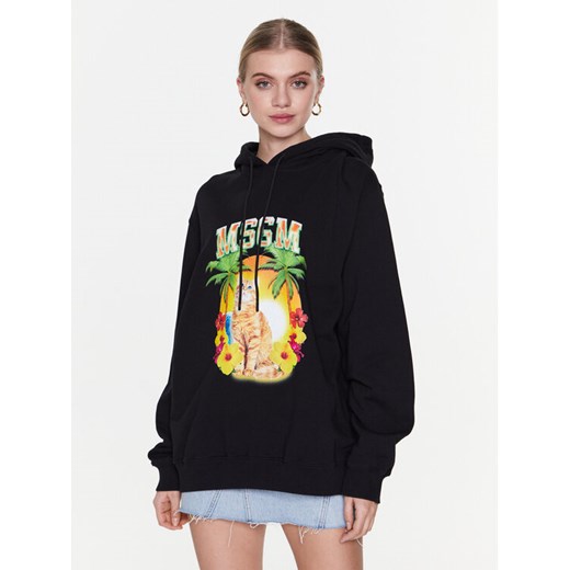 MSGM Bluza 3441MDM214 237000 Czarny Relaxed Fit ze sklepu MODIVO w kategorii Bluzy damskie - zdjęcie 182605028