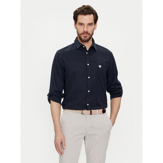 Guess Koszula F4GH00 WG3L0 Granatowy Regular Fit ze sklepu MODIVO w kategorii Koszule męskie - zdjęcie 182605119