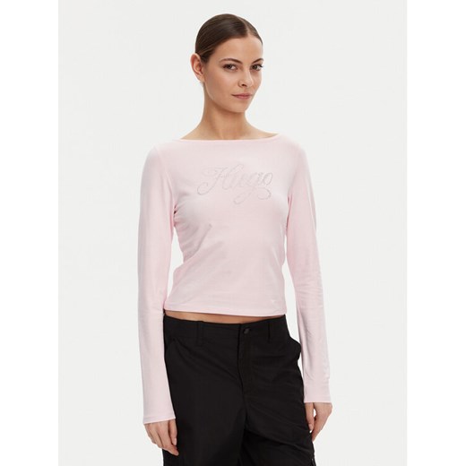 HUGO Bluzka 50537227 Różowy Slim Fit ze sklepu MODIVO w kategorii Bluzki damskie - zdjęcie 182605199