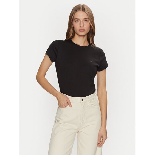 Calvin Klein T-Shirt K20K208049 Czarny Slim Fit ze sklepu MODIVO w kategorii Bluzki damskie - zdjęcie 182605257