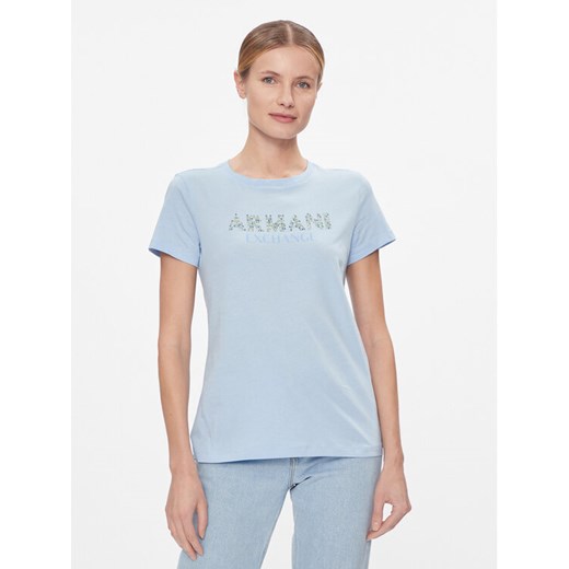 Armani Exchange T-Shirt 3DYT13 YJ8QZ 15DD Błękitny Regular Fit ze sklepu MODIVO w kategorii Bluzki damskie - zdjęcie 182605338