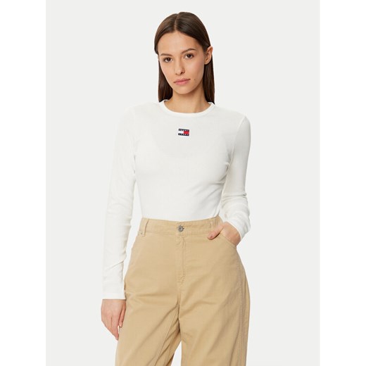 Tommy Jeans Bluzka DW0DW20178 Biały Slim Fit ze sklepu MODIVO w kategorii Bluzki damskie - zdjęcie 182605377