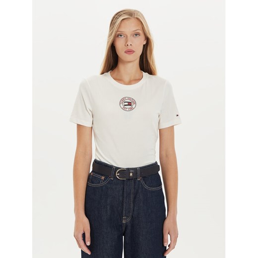 Tommy Hilfiger T-Shirt Nautical Graphic WW0WW43652 Biały Slim Fit ze sklepu MODIVO w kategorii Bluzki damskie - zdjęcie 182605438