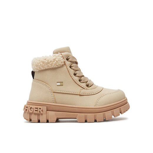 Tommy Hilfiger Trapery Lace-Up Bootie T1A5-33597-1628 M Beżowy ze sklepu MODIVO w kategorii Buty zimowe dziecięce - zdjęcie 182605439