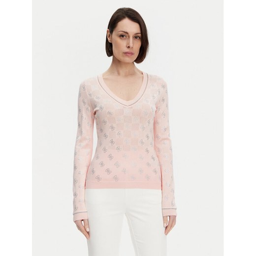 Guess Sweter W5GR07 Z3D60 Różowy Regular Fit ze sklepu MODIVO w kategorii Swetry damskie - zdjęcie 182605558