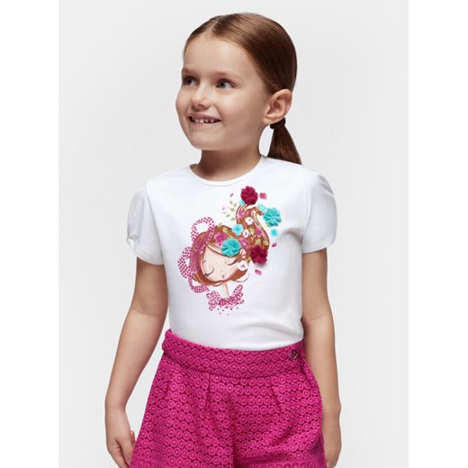 Mayoral T-Shirt 3080 Biały Regular Fit ze sklepu MODIVO w kategorii Bluzki dziewczęce - zdjęcie 182605797