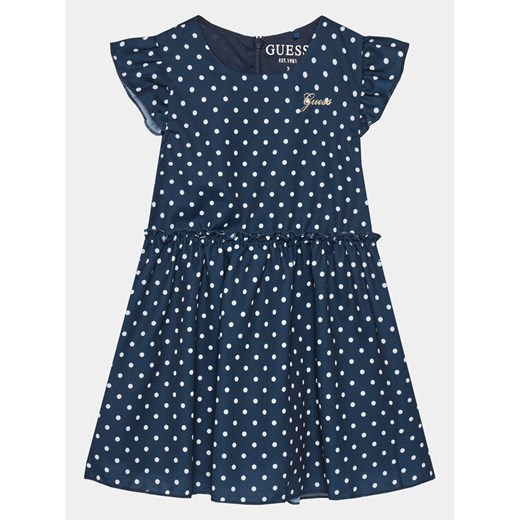 Guess Sukienka codzienna K4GK04 WG5U0 Granatowy Regular Fit ze sklepu MODIVO w kategorii Sukienki dziewczęce - zdjęcie 182605837