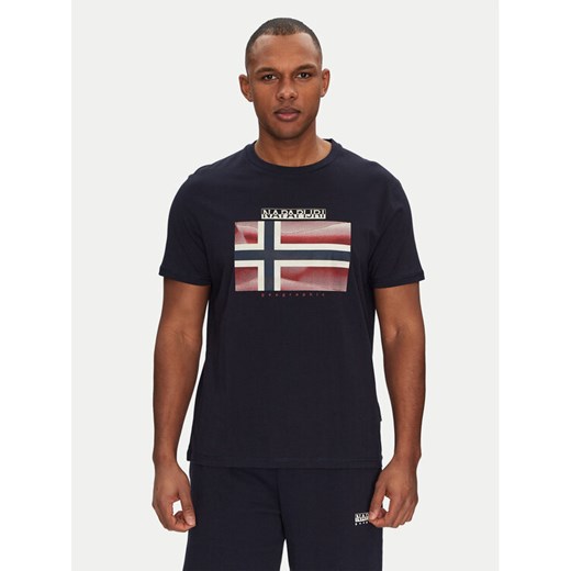 Napapijri T-Shirt S-Lari NP0A4IE51761 Granatowy Regular Fit ze sklepu MODIVO w kategorii T-shirty męskie - zdjęcie 182606017
