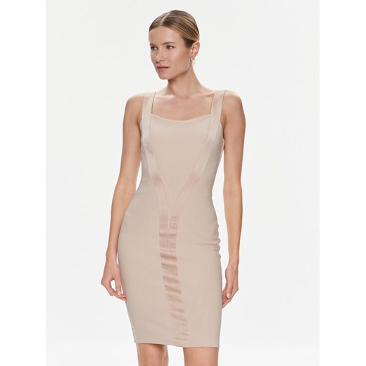 Marciano Guess Sukienka koktajlowa Karen 4RGK13 6869Z Beżowy Bodycon Fit ze sklepu MODIVO w kategorii Sukienki - zdjęcie 182606056
