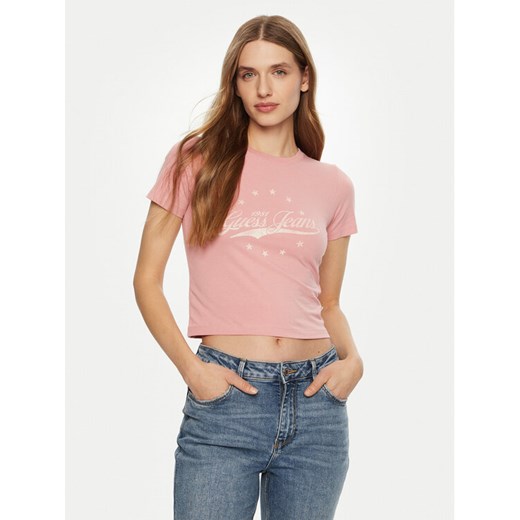 Guess T-Shirt W5RI59 J1314 Różowy Regular Fit ze sklepu MODIVO w kategorii Bluzki damskie - zdjęcie 182606175