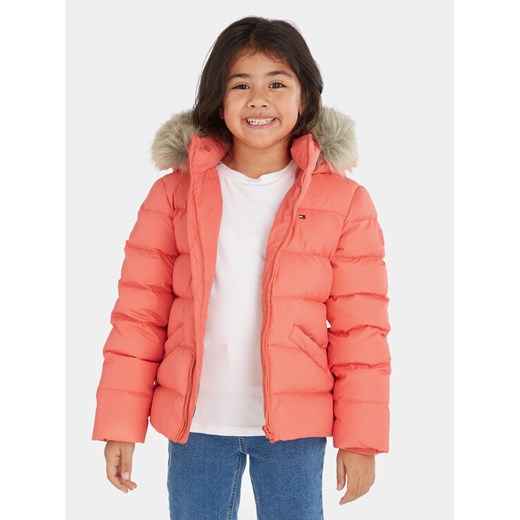 Tommy Hilfiger Kurtka puchowa Essential KG0KG07399 D Koralowy Regular Fit ze sklepu MODIVO w kategorii Kurtki dziewczęce - zdjęcie 182606286