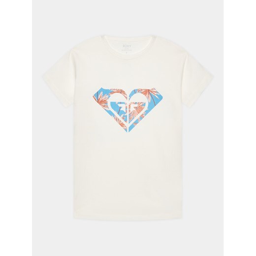 Roxy T-Shirt Day And Night ERGZT03954 Biały Regular Fit ze sklepu MODIVO w kategorii Bluzki dziewczęce - zdjęcie 182606337