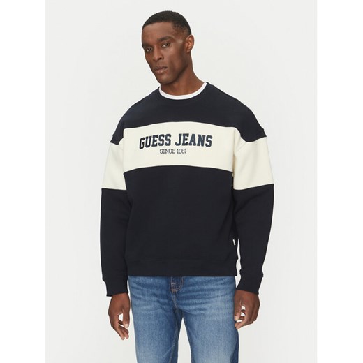 Guess Jeans T-Shirt M4BQ39 K9V31 Granatowy Regular Fit ze sklepu MODIVO w kategorii Bluzy męskie - zdjęcie 182606499