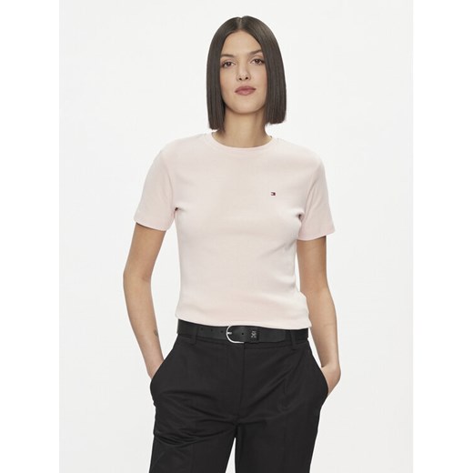 Tommy Hilfiger T-Shirt New Cody WW0WW40587 Różowy Slim Fit ze sklepu MODIVO w kategorii Bluzki damskie - zdjęcie 182607187