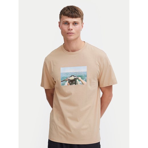 Solid T-Shirt 21108237 Beżowy Regular Fit ze sklepu MODIVO w kategorii T-shirty męskie - zdjęcie 182607287