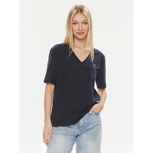 Lacoste T-Shirt TF7300 Granatowy Regular Fit ze sklepu MODIVO w kategorii Bluzki damskie - zdjęcie 182607329