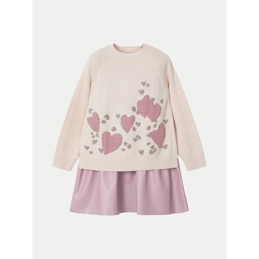 Mayoral Komplet sweter i sukienka 4925 Beżowy Regular Fit ze sklepu MODIVO w kategorii Sukienki dziewczęce - zdjęcie 182607748