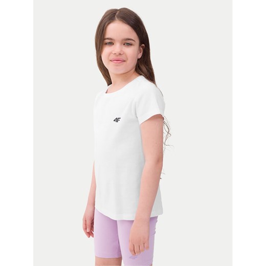 4F T-Shirt 4FJWSS24TTSHF1110 Biały Regular Fit ze sklepu MODIVO w kategorii Bluzki dziewczęce - zdjęcie 182607845