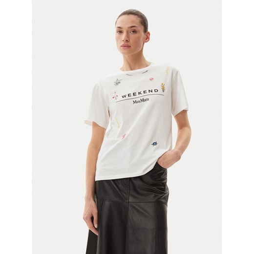 Max Mara T-Shirt 2515971042650 Biały Regular Fit ze sklepu MODIVO w kategorii Bluzki damskie - zdjęcie 182607867