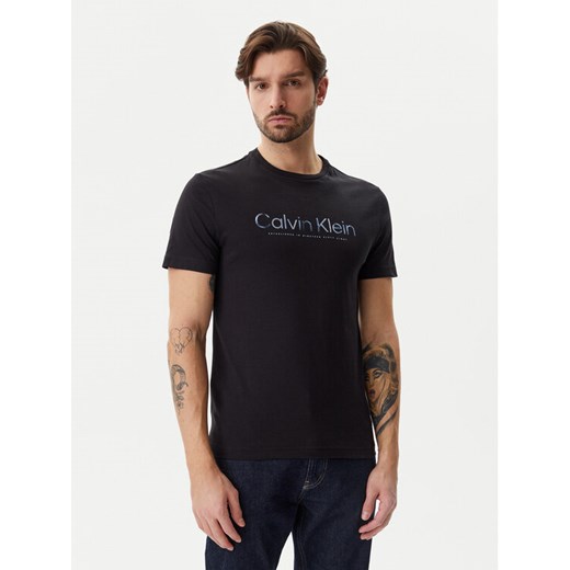 Calvin Klein T-Shirt Satin Bonded Logo K10K114162 Czarny Regular Fit ze sklepu MODIVO w kategorii T-shirty męskie - zdjęcie 182608038