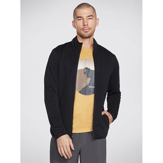 Skechers Kurtka przejściowa The Hoodless Hoodie Ottoman Jacket JA25 Czarny Regular Fit ze sklepu MODIVO w kategorii Kurtki męskie - zdjęcie 182608097