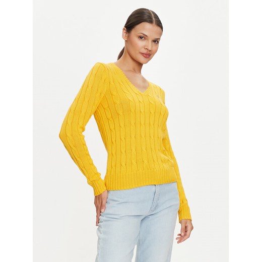 Polo Ralph Lauren Sweter 211891640022 Żółty Slim Fit ze sklepu MODIVO w kategorii Swetry damskie - zdjęcie 182608129