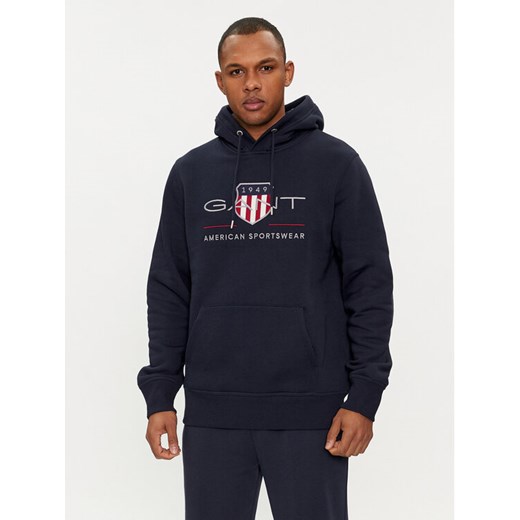 Gant Bluza Archive Shield 2047082 Granatowy Regular Fit ze sklepu MODIVO w kategorii Bluzy męskie - zdjęcie 182608468