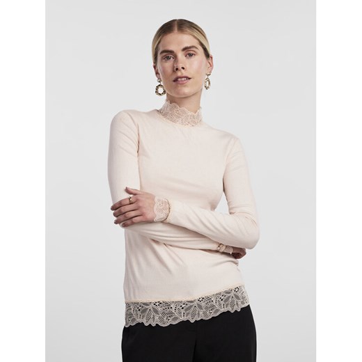 YAS Bluzka Elle 26024677 Beżowy Slim Fit ze sklepu MODIVO w kategorii Bluzki damskie - zdjęcie 182608826