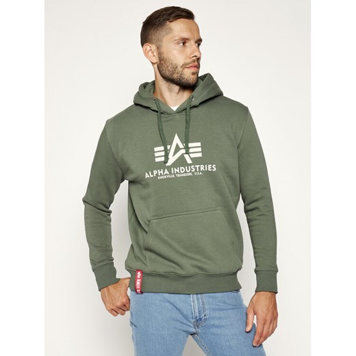 Alpha Industries Bluza Basic 178312 Zielony Regular Fit ze sklepu MODIVO w kategorii Bluzy męskie - zdjęcie 182609007