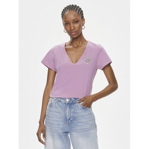 Pinko T-Shirt Turbato 100372 A1R7 Różowy Regular Fit ze sklepu MODIVO w kategorii Bluzki damskie - zdjęcie 182609185