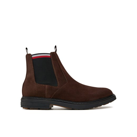 Tommy Hilfiger Sztyblety Outdoor Suede Chelsea FM0FM05191 Brązowy ze sklepu MODIVO w kategorii Buty zimowe męskie - zdjęcie 182609375