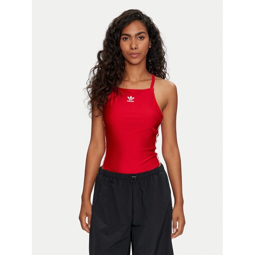 adidas Body 3-Stripes IY7295 Czerwony Slim Fit ze sklepu MODIVO w kategorii Bluzki damskie - zdjęcie 182609587
