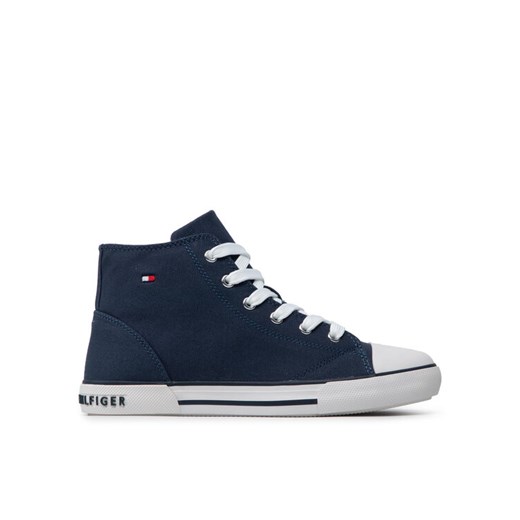 Tommy Hilfiger Trampki Higt Top Lace-Up T3X4-32209-0890 S Granatowy ze sklepu MODIVO w kategorii Trampki dziecięce - zdjęcie 182609626