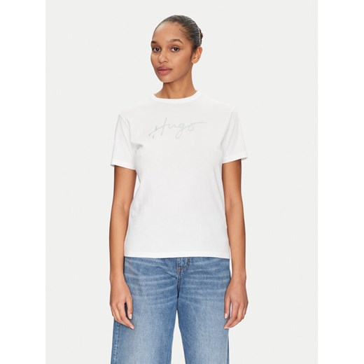 HUGO T-Shirt Damacia 50535491 Biały Regular Fit ze sklepu MODIVO w kategorii Bluzki damskie - zdjęcie 182609627