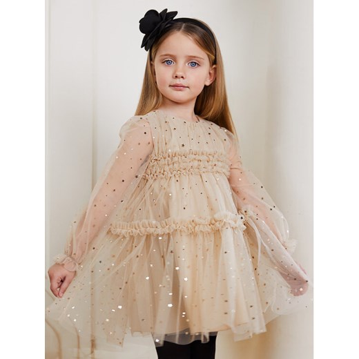 Abel & Lula Sukienka elegancka 5533 Beżowy Regular Fit ze sklepu MODIVO w kategorii Sukienki dziewczęce - zdjęcie 182609975