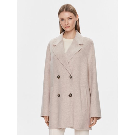 IVY OAK Płaszcz wełniany IO111082 Beżowy Regular Fit ze sklepu MODIVO w kategorii Płaszcze damskie - zdjęcie 182610055