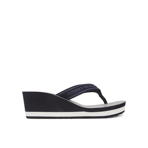 Tommy Hilfiger Japonki Th Stripes Wedge Beach Sandal FW0FW08521 Niebieski ze sklepu MODIVO w kategorii Klapki damskie - zdjęcie 182610117