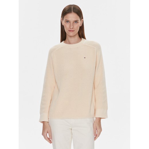 Tommy Hilfiger Sweter WW0WW40751 Beżowy Regular Fit ze sklepu MODIVO w kategorii Swetry damskie - zdjęcie 182610466