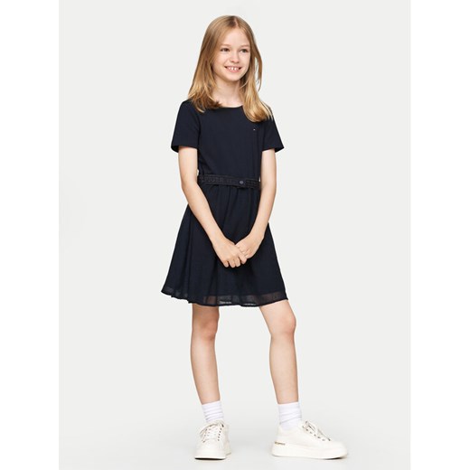 Tommy Hilfiger Sukienka codzienna KG0KG08197 M Granatowy Regular Fit ze sklepu MODIVO w kategorii Sukienki dziewczęce - zdjęcie 182610485