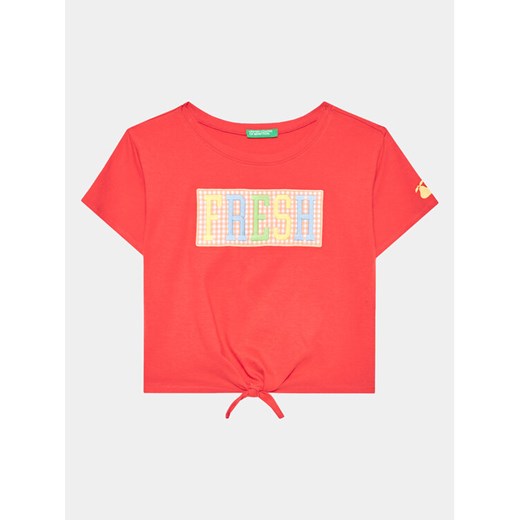 United Colors Of Benetton T-Shirt 3096C10BU Czerwony Regular Fit ze sklepu MODIVO w kategorii Bluzki dziewczęce - zdjęcie 182610497