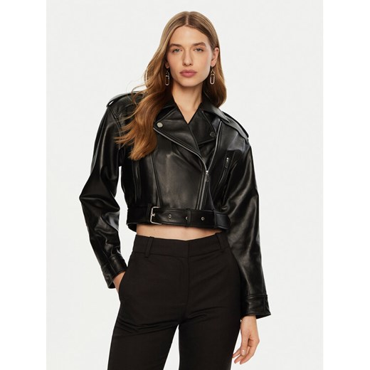 ACCESS FASHION Kurtka skórzana 44-9301 Czarny Regular Fit ze sklepu MODIVO w kategorii Kurtki damskie - zdjęcie 182610718