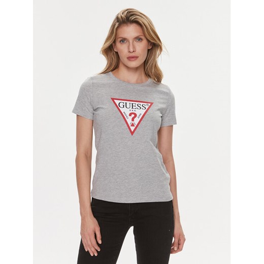 Guess T-Shirt W1YI1 BI3Z14 Szary Slim Fit ze sklepu MODIVO w kategorii Bluzki damskie - zdjęcie 182610816
