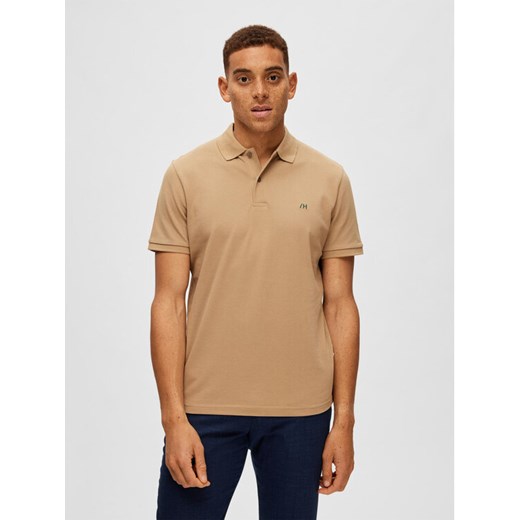 Selected Homme Polo 16087839 Beżowy Regular Fit ze sklepu MODIVO w kategorii T-shirty męskie - zdjęcie 182610848