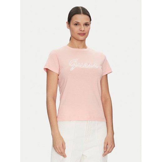 Guess T-Shirt V5GI02 K9RM1 Różowy Slim Fit ze sklepu MODIVO w kategorii Bluzki damskie - zdjęcie 182611107